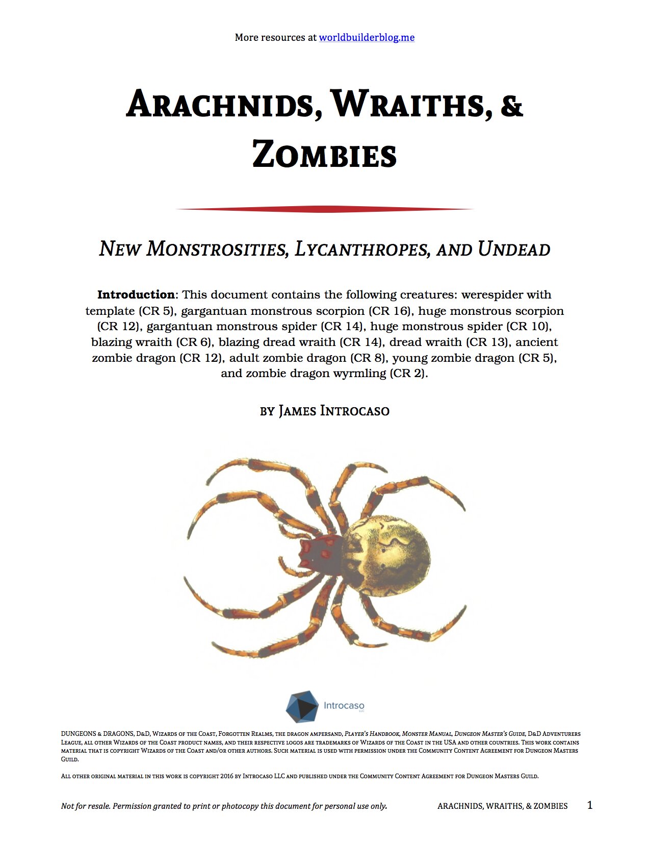 ArachnidsWraiths&Zombies_Introcaso_20160309_Cover